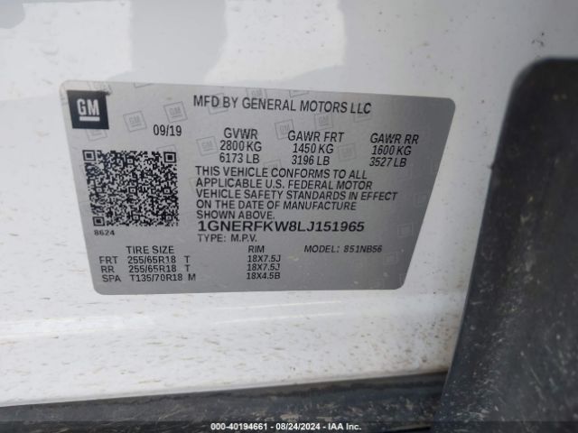 Photo 8 VIN: 1GNERFKW8LJ151965 - CHEVROLET TRAVERSE 