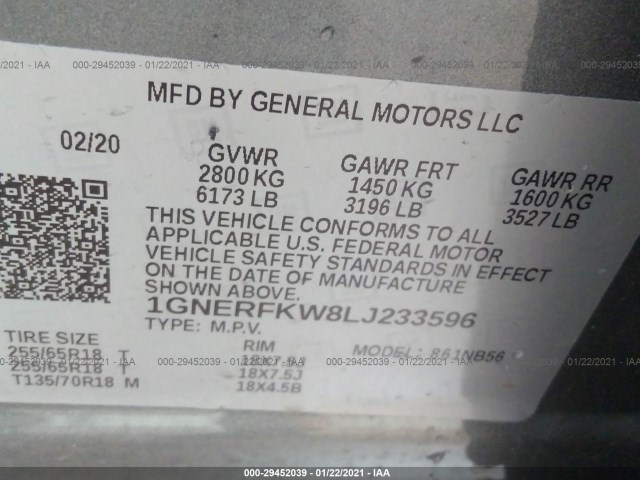 Photo 8 VIN: 1GNERFKW8LJ233596 - CHEVROLET TRAVERSE 