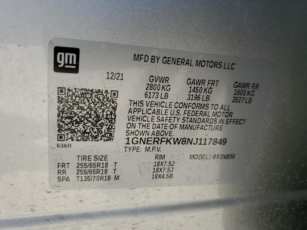 Photo 12 VIN: 1GNERFKW8NJ117849 - CHEVROLET TRAVERSE 