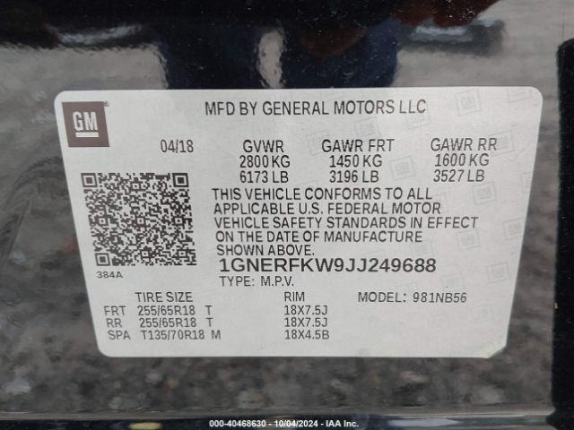 Photo 8 VIN: 1GNERFKW9JJ249688 - CHEVROLET TRAVERSE 