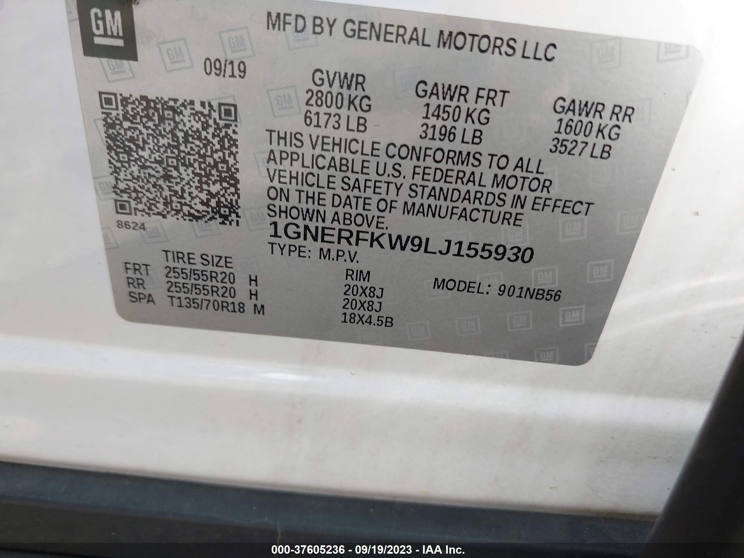 Photo 8 VIN: 1GNERFKW9LJ155930 - CHEVROLET TRAVERSE 