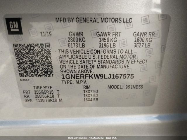 Photo 8 VIN: 1GNERFKW9LJ167575 - CHEVROLET TRAVERSE 