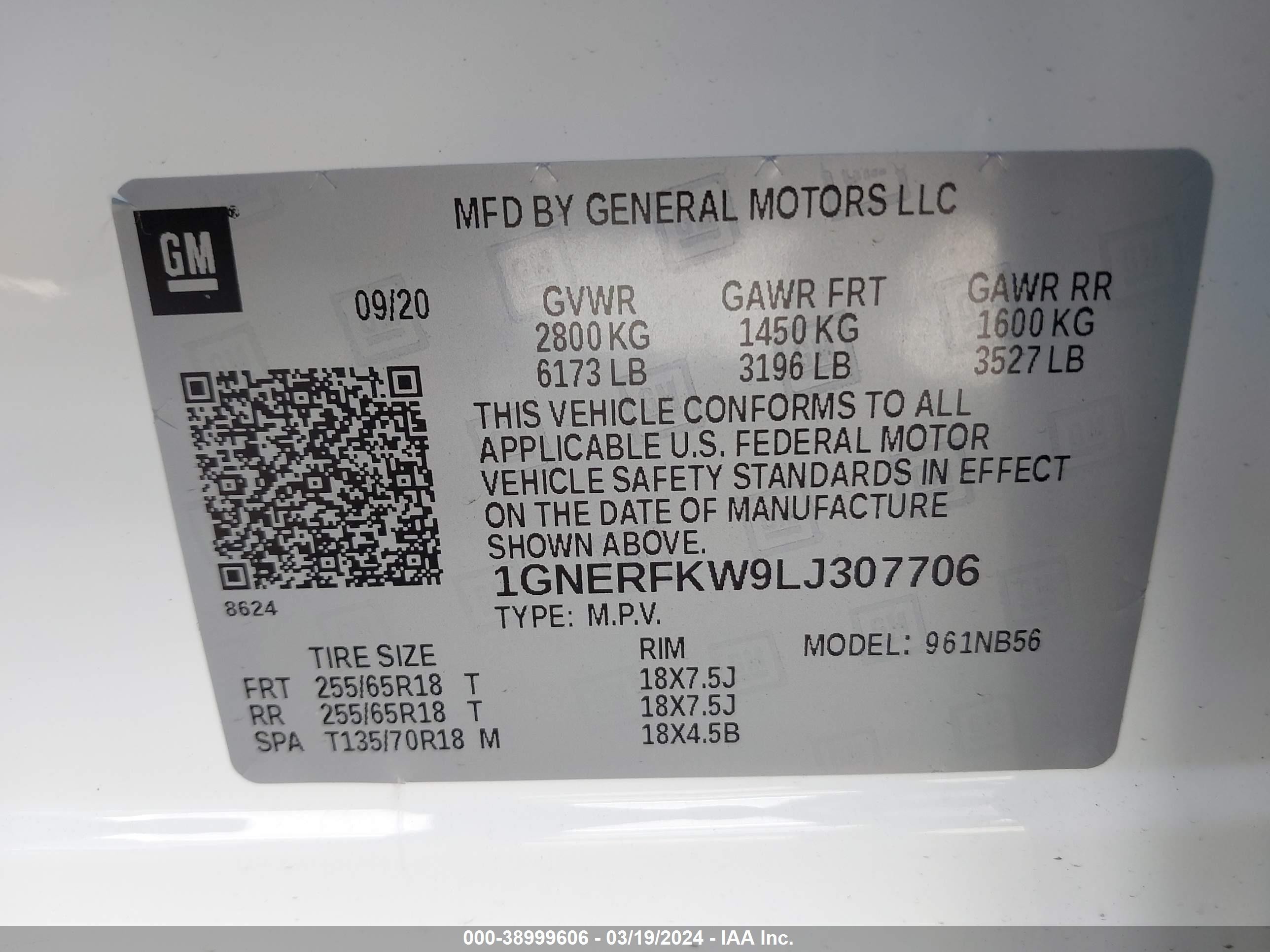 Photo 8 VIN: 1GNERFKW9LJ307706 - CHEVROLET TRAVERSE 