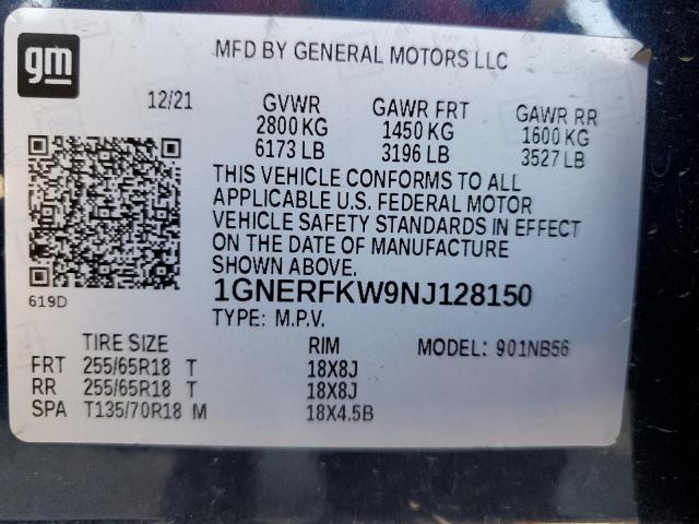 Photo 12 VIN: 1GNERFKW9NJ128150 - CHEVROLET TRAVERSE L 