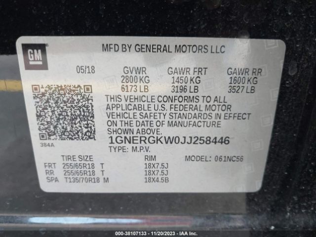 Photo 8 VIN: 1GNERGKW0JJ258446 - CHEVROLET TRAVERSE 