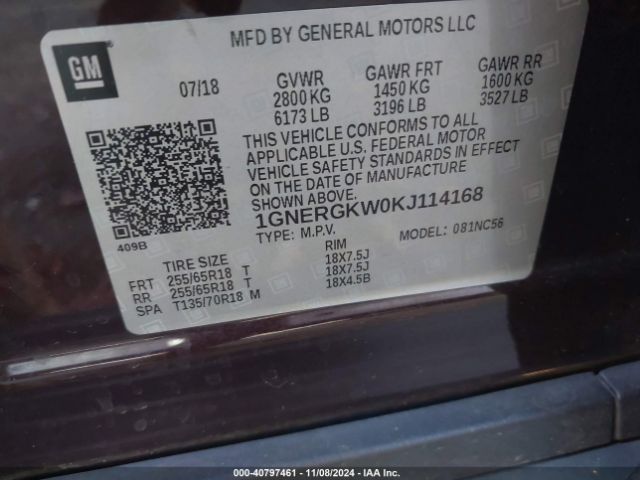 Photo 8 VIN: 1GNERGKW0KJ114168 - CHEVROLET TRAVERSE 