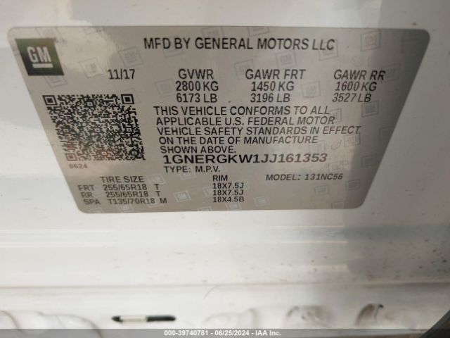 Photo 8 VIN: 1GNERGKW1JJ161353 - CHEVROLET TRAVERSE 