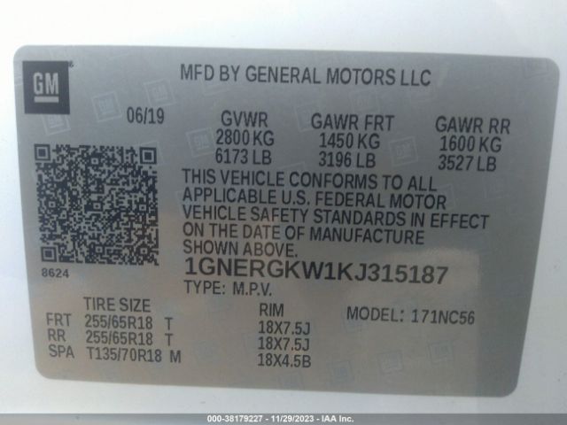 Photo 8 VIN: 1GNERGKW1KJ315187 - CHEVROLET TRAVERSE 