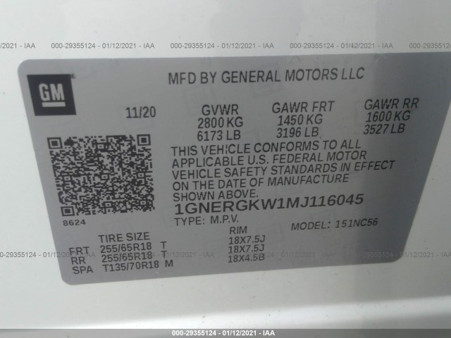 Photo 8 VIN: 1GNERGKW1MJ116045 - CHEVROLET TRAVERSE 