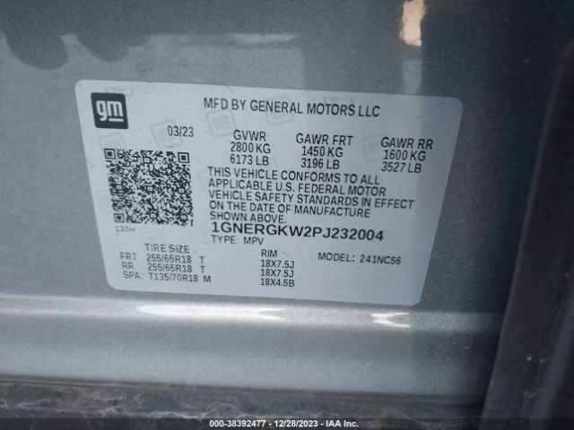 Photo 8 VIN: 1GNERGKW2PJ232004 - CHEVROLET TRAVERSE 