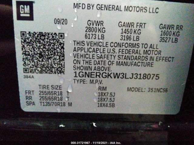 Photo 8 VIN: 1GNERGKW3LJ318075 - CHEVROLET TRAVERSE 