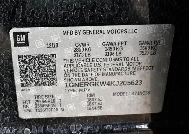 Photo 9 VIN: 1GNERGKW4KJ205623 - CHEVROLET TRAVERSE L 