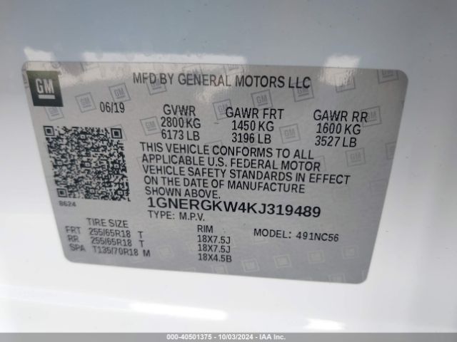 Photo 8 VIN: 1GNERGKW4KJ319489 - CHEVROLET TRAVERSE 