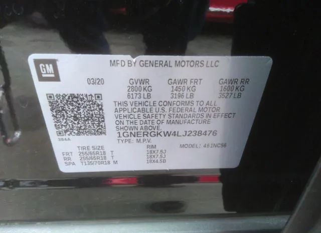 Photo 8 VIN: 1GNERGKW4LJ238476 - CHEVROLET TRAVERSE 