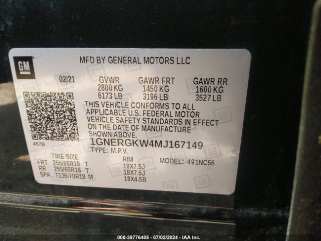 Photo 8 VIN: 1GNERGKW4MJ167149 - CHEVROLET TRAVERSE 