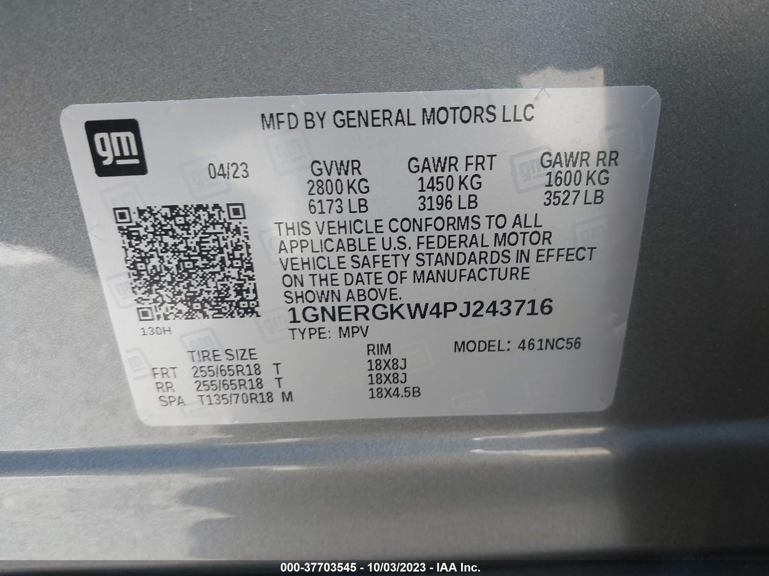 Photo 8 VIN: 1GNERGKW4PJ243716 - CHEVROLET TRAVERSE 