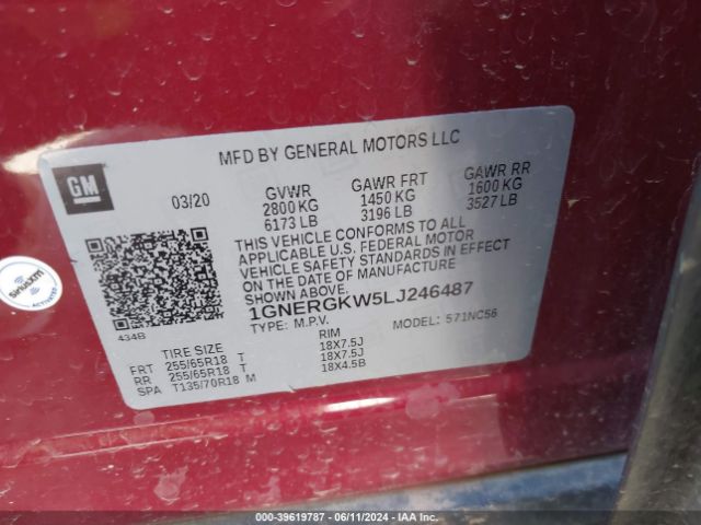 Photo 8 VIN: 1GNERGKW5LJ246487 - CHEVROLET TRAVERSE 