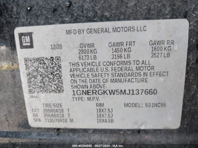 Photo 8 VIN: 1GNERGKW5MJ137660 - CHEVROLET TRAVERSE 