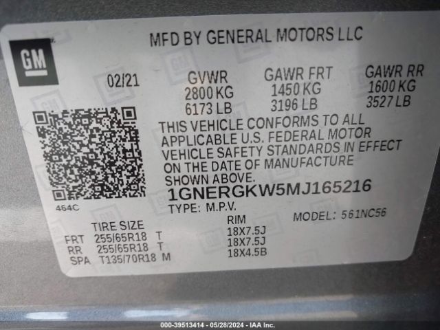 Photo 8 VIN: 1GNERGKW5MJ165216 - CHEVROLET TRAVERSE 