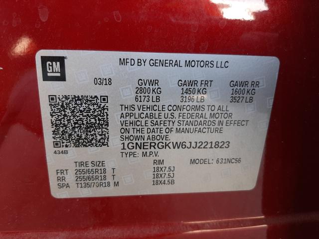 Photo 9 VIN: 1GNERGKW6JJ221823 - CHEVROLET TRAVERSE L 