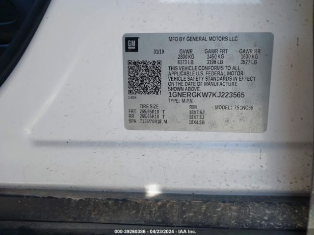 Photo 8 VIN: 1GNERGKW7KJ223565 - CHEVROLET TRAVERSE 