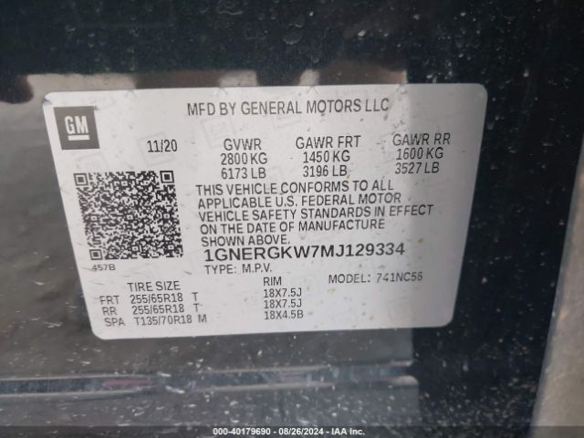 Photo 8 VIN: 1GNERGKW7MJ129334 - CHEVROLET TRAVERSE 