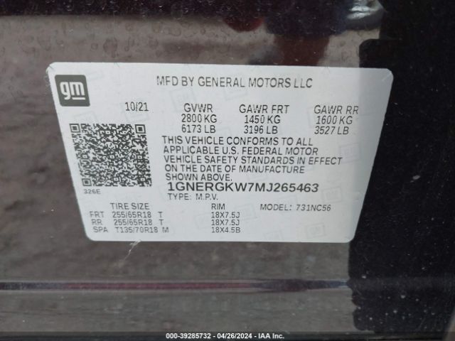 Photo 8 VIN: 1GNERGKW7MJ265463 - CHEVROLET TRAVERSE 