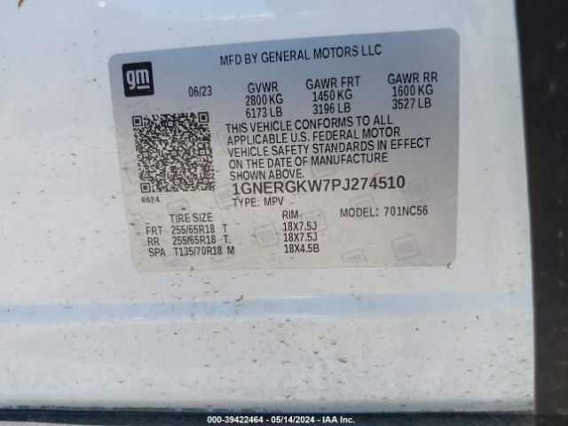 Photo 8 VIN: 1GNERGKW7PJ274510 - CHEVROLET TRAVERSE 