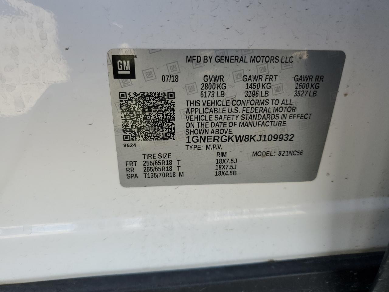 Photo 13 VIN: 1GNERGKW8KJ109932 - CHEVROLET TRAVERSE 