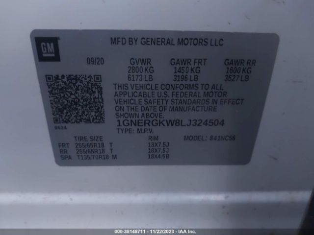 Photo 8 VIN: 1GNERGKW8LJ324504 - CHEVROLET TRAVERSE 