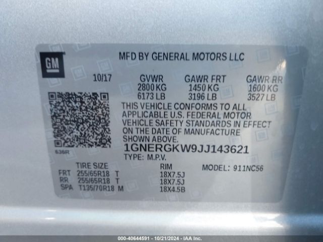 Photo 8 VIN: 1GNERGKW9JJ143621 - CHEVROLET TRAVERSE 