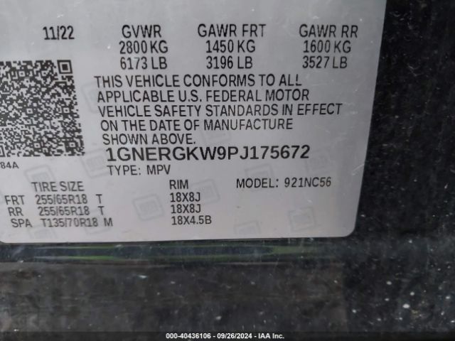 Photo 8 VIN: 1GNERGKW9PJ175672 - CHEVROLET TRAVERSE 