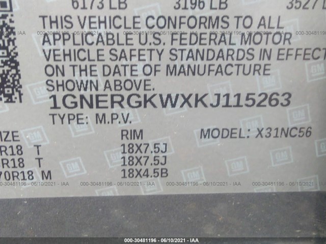 Photo 8 VIN: 1GNERGKWXKJ115263 - CHEVROLET TRAVERSE 