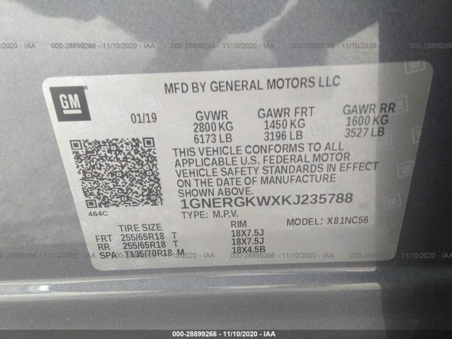 Photo 8 VIN: 1GNERGKWXKJ235788 - CHEVROLET TRAVERSE 