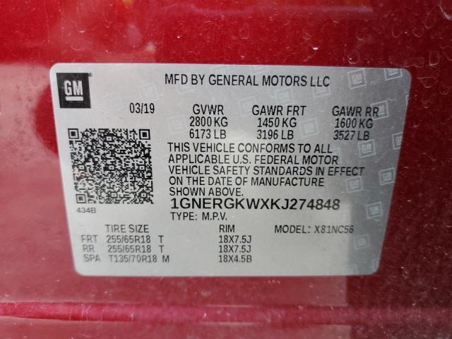 Photo 12 VIN: 1GNERGKWXKJ274848 - CHEVROLET TRAVERSE L 