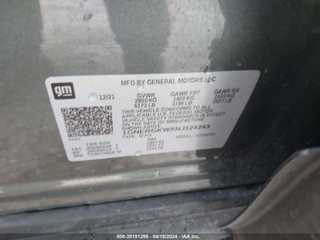 Photo 8 VIN: 1GNERGKWXNJ124243 - CHEVROLET TRAVERSE 