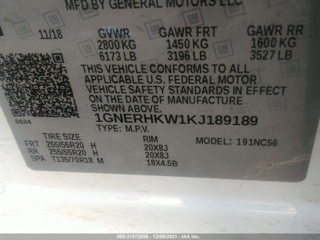 Photo 8 VIN: 1GNERHKW1KJ189189 - CHEVROLET TRAVERSE 