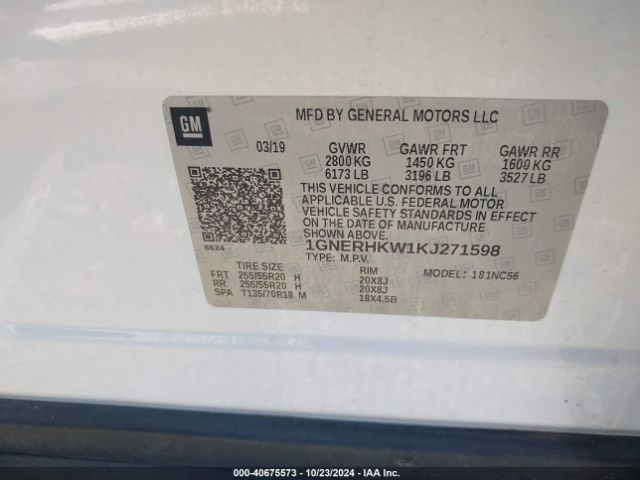 Photo 8 VIN: 1GNERHKW1KJ271598 - CHEVROLET TRAVERSE 