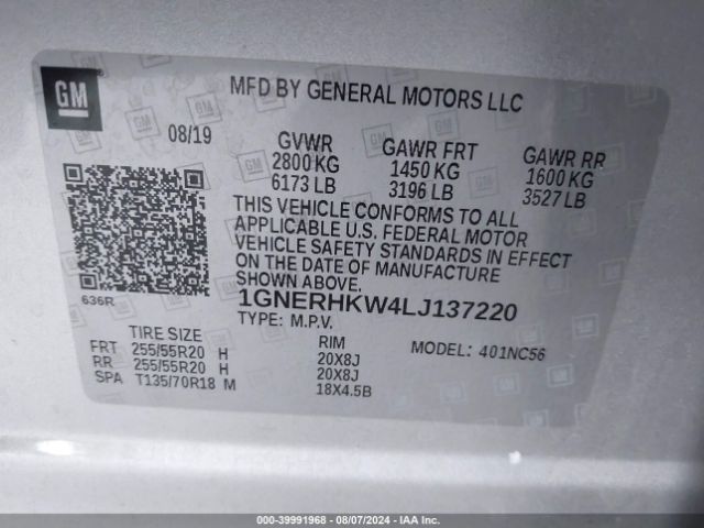 Photo 8 VIN: 1GNERHKW4LJ137220 - CHEVROLET TRAVERSE 