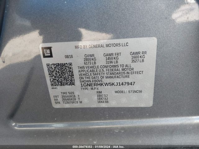 Photo 8 VIN: 1GNERHKW5KJ147947 - CHEVROLET TRAVERSE 