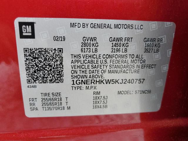 Photo 13 VIN: 1GNERHKW5KJ240757 - CHEVROLET TRAVERSE L 