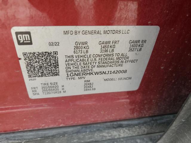 Photo 12 VIN: 1GNERHKW5NJ142008 - CHEVROLET TRAVERSE L 