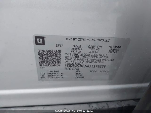 Photo 8 VIN: 1GNERHKW6JJ179238 - CHEVROLET TRAVERSE 