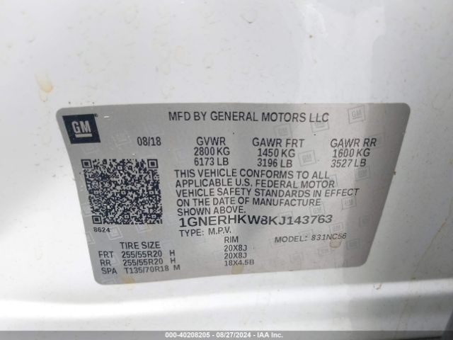 Photo 8 VIN: 1GNERHKW8KJ143763 - CHEVROLET TRAVERSE 