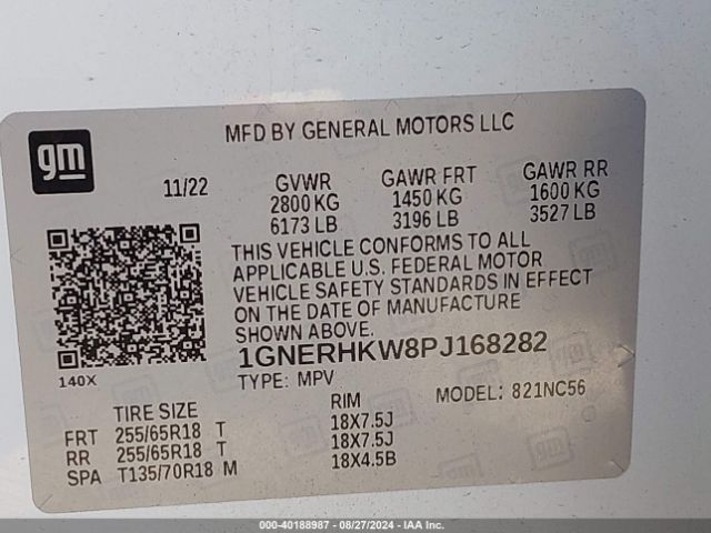 Photo 8 VIN: 1GNERHKW8PJ168282 - CHEVROLET TRAVERSE 