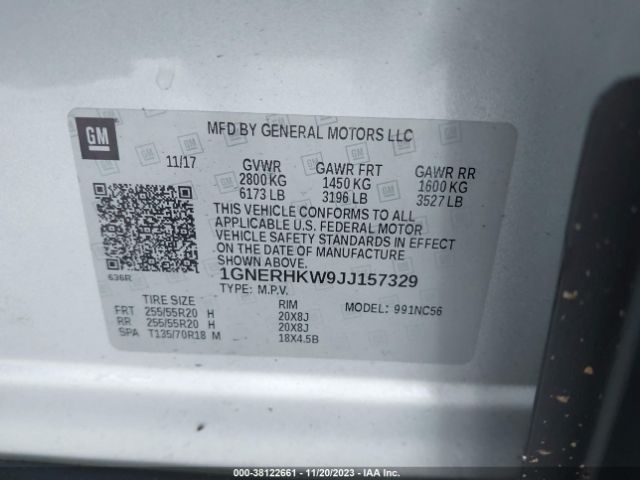 Photo 8 VIN: 1GNERHKW9JJ157329 - CHEVROLET TRAVERSE 