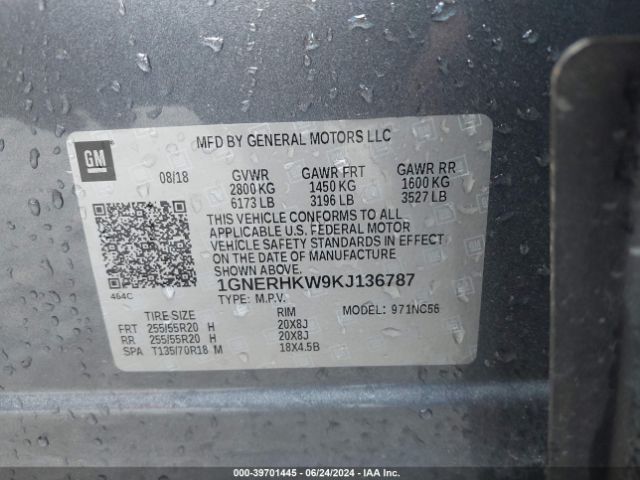 Photo 8 VIN: 1GNERHKW9KJ136787 - CHEVROLET TRAVERSE 