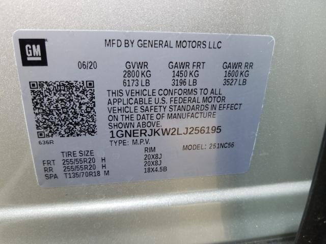 Photo 9 VIN: 1GNERJKW2LJ256195 - CHEVROLET TRAVERSE R 