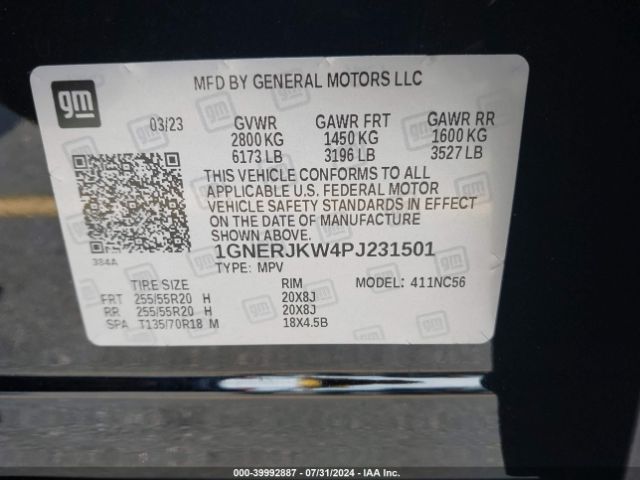 Photo 8 VIN: 1GNERJKW4PJ231501 - CHEVROLET TRAVERSE 