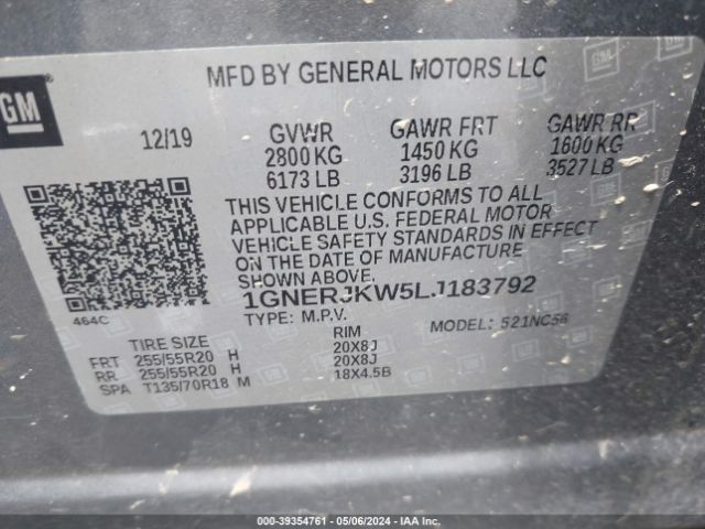 Photo 8 VIN: 1GNERJKW5LJ183792 - CHEVROLET TRAVERSE 